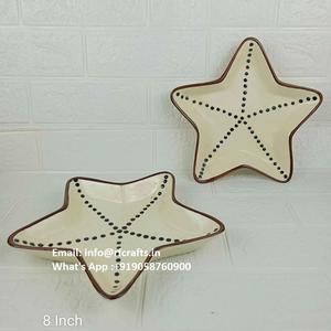 Unique Reactive Glaze Ceramic tray star Handcrafted Texture Ideal for Pasta Curry <b>Soup</b> Bulk Wholesale Price - Product Image 2