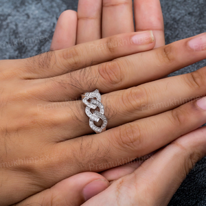 Anillo Cubano Premium de Moissanita Estilo Hip Hop, Plata de Ley 925, Chapado en Oro Rosa/Amarillo/Dorado, Joyería Unisex para Uso Diario - Product Image 3