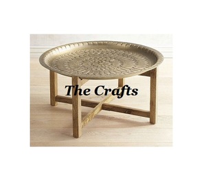 Mesa auxiliar de metal y madera de dos niveles con mesa de té y centro de color dorado de la mejor calidad a precios asequibles - Product Image 4