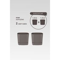Grosir desain baru 2 buah Pot bunga plastik dekoratif besar Set Pot bunga meja Pot bunga dengan waduk 1.3 Lt