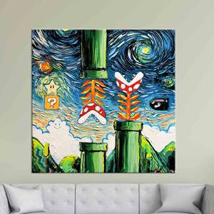 Arte de Pared en Lienzo Estilo Van Gogh de Mario: Decoración con Impresión de Boda, Lienzo Enrollado - Product Image 1