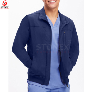 Doctor Scrubs logotipo personalizado cómodo estiramiento médico Hospital hombres Scrub chaqueta al por mayor - Product Image 2