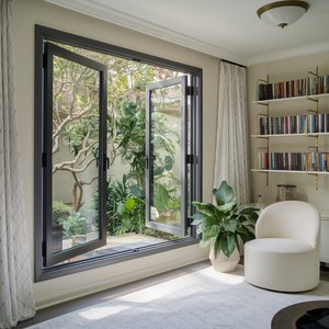 Aluminium 6063-T5 Coupe Thermique Fenêtres Pliantes Coulissantes Style Ouvert Filet en Fibre de Verre Appartement Horizontal Vertical - Product Image 1