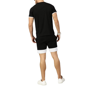 Conjunto de dos piezas personalizado para hombre, ropa deportiva de verano para gimnasio, pantalones cortos transpirables de algodón para correr y camisa de manga corta con cuello redondo, estilo informal - Product Image 5