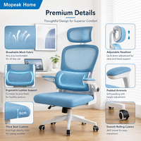 Silla Ergonómica de Oficina con Respaldo Alto de Malla, Ajustable en Altura, Giratoria, con Soporte Lumbar y Reposabrazos para Oficina en Casa
