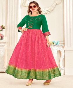 Vente en gros de vêtements ethniques Alphanumero à la mode Georgette Broderie Zari Tissage Travail Robe de soirée Latkan Lourde Viscose - Product Image 5