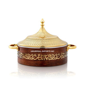 Qualité supérieure Fait à la main Designer Casserole Vaisselle Arabe Chauffe-plats en bois Style classique pour Hotpot Réchauffer les aliments Métal - Product Image 1