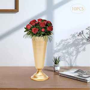 Juego de Jarrones de Flores de Latón Macizo con Forma Única |   Macetas Pequeñas con Acabado Dorado Mate para Decoración del Hogar y Sala de Estar, Venta al por Mayor - Product Image 6