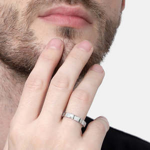 Compre Plata de Ley 925 de Primera Calidad para Hombre, Moderna, con Número, Ajustable, para Boda, Compromiso, Aniversario, Fiesta, Perla - Product Image 4