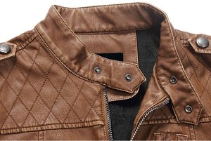 Nueva chaqueta de cuero blanco de alta moda para hombre con detalles acanalados Forro interior duradero Característica impermeable para el invierno - Product Image 4