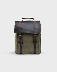 <b>Leather</b> Canvas Luxury <b>Backpack</b> Vintage Look Large Capacity Lightweight Eco-Friendly Travel School <b>Laptop</b> Rucksack LCBP-0059 - Product Image 2