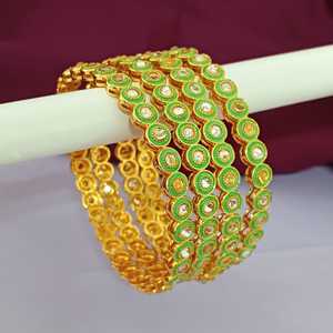 Ensemble de bracelets indiens de haute qualité, bijoux indiens Kundan, émail plaqué or, bracelet tendance, bijoux de mode indiens pour femmes - Product Image 2