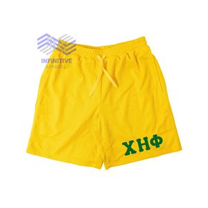 Chi Eta phi sorority unisex กางเกงขาสั้นตาข่ายสีทอง - Product Image 1
