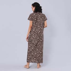 Chemise de nuit longue Evolve pour femme 100 % coton imprimé, confortable et douce, taille élastique, manches mi-longues, super confortable, en popeline - Product Image 2