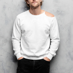 Drop Shoulder Sweatshirts Men Long Sleeve Crew Neck Sweatshirt Men's Winter 400 GSM Fleece Sweatshirts Mens - Product Image 6