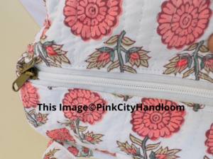 Sac de sport en coton pur fait à la main bloc indien imprimé floral Weekender Sport voyage Yoga Shopping-sac à bandoulière pour femme - Product Image 5