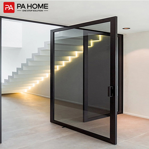 <span class=keywords><strong>Porte</strong></span> pivotante <span class=keywords><strong>d</strong></span>'<span class=keywords><strong>entrée</strong></span> en aluminium alliage moderne sur mesure avec verre noir, étanche - Product Image 1