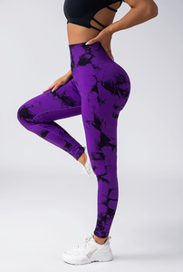 Medias Fitness Leggings Mujeres con logotipo personalizado pantalones sin costuras Yoga Tie Dye Yoga Leggings Scrunch Butt leggings para mujeres - Product Image 2