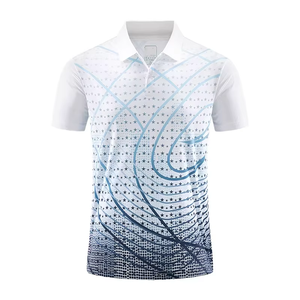 Polo tendance à manches courtes, imprimé étoiles dégradées, séchage rapide, respirant, léger, idéal pour le golf, le tennis, les occasions décontractées et le quotidien. - Product Image 1