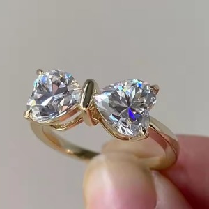 Bague en diamant 2CTW VS1 en forme de coeur en laboratoire en or massif 14 carats avec cravate de fiançailles style nœud Bague de fiançailles unique - Product Image 4