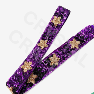 Sangles de sac à perles de rocaille à paillettes Geaux Tigers Accessoires de mode avec forme et design personnalisés Sangle de sac à main perlée - Product Image 2