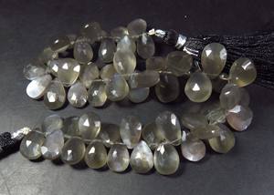 Lot en gros de perles de pierre de lune grise naturelle de 8 pouces, forme poire, pierres précieuses facettées de 11 à 13 mm, pierres précieuses en vrac pour collier - Product Image 5