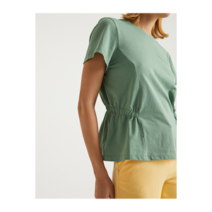 Camiseta Deportiva de Manga Corta con Cintura Fruncida para Mujer - Product Image 6