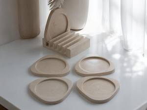 Dessous de verre en pierre naturelle Terrazzo de meilleure qualité Incrustation de résine Dessous de verre à motif de marbre Dessous de verre en pierre absorbante Ensemble de 4 pièces - Product Image 6