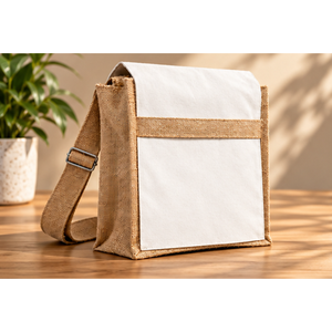 กระเป๋าผ้าใบปอกระเจาธรรมชาติสำหรับใส่แล็ปท็อป 220 GSM ขนาด 11 x 12 x 4 นิ้ว  กระเป๋าสะพายข้างสำหรับสำนักงาน  รับสกรีนโลโก้ - Product Image 6