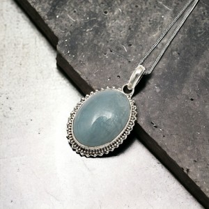 El producto más vendido en 2024, colgante de forma ovalada de piedras preciosas de Aguamarina Natural, joyería fina hecha a mano de Plata de Ley 925 India - Product Image 6