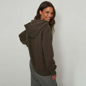 Sweat à capuche surdimensionné personnalisé pour femmes 100% coton pull uni sweat Streetwear décontracté coupe ample femmes sweats à capuche en gros - Product Image 2