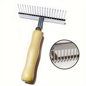 Mango de madera para playa, rastrillo y peine de aseo de hierro resistente y respetuoso con el medio ambiente para la eliminación de nudos de perros - Product Image 2