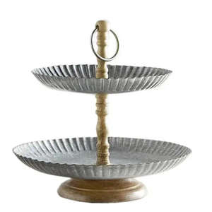 Support de gâteau à pneu unique en bois et galvanisé de haute qualité pour les fêtes d'anniversaire de mariage support de gâteau en métal de table - Product Image 5