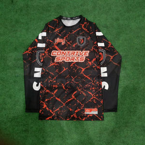 T-shirt de compression MMA BJJ à manches longues personnalisé avec logo, imprimé par transfert thermique, respirant, séchage rapide, rashguard de Jiu Jitsu, créez le vôtre - Product Image 1