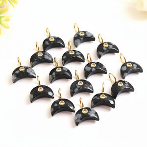 จี้พระจันทร์เสี้ยวฝังหินออบซิเดียนลายเกล็ดหิมะธรรมชาติ เงินแท้ 925 สำหรับทำเครื่องประดับ ราคาขายส่ง - Product Image 6