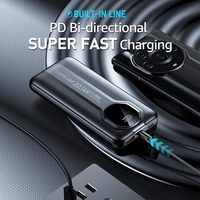 Powerbank Logo OEM 20000mah Desain Baru Pengisian Cepat PD 22.5W Kabel Terintegrasi Baterai Cadangan Layar Digital LED Power Station