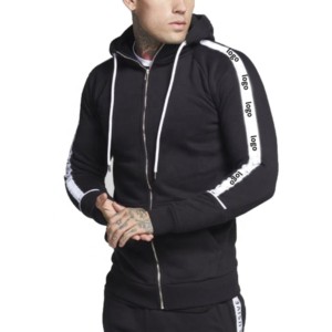 Fabricante de ropa Retro desgastado Zip Hoodie Sweat suit Applique Bordado Sun faded Chándales para hombres - Product Image 3