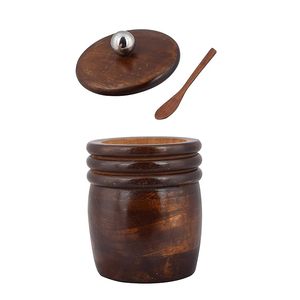 Contenedor de comida de madera Sheesham decorativo, tarro de almacenamiento económico para viajes, hogar, hecho a mano, tapa abatible de gran capacidad - Product Image 5