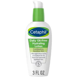 Cetaphil Losion hidrasi harian untuk wajah, dengan asam hialuronat, 3 floz, tahan lama 24 jam hidrasi, untuk kulit kombinasi