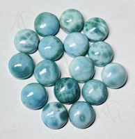 Larimar rond cabochon blanc bleu pierre précieuse en vrac en gros fabrication de bijoux en argent dos plat 3mm à 30mm pectolite bleu ciel