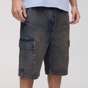 Shorts en toile denim classiques pour hommes, à la mode, à taille mi-haute, imperméables, avec cordon de serrage, respirants, poches latérales, décontractés - Product Image 1