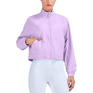 Wholesale Women's Athletic Running <b>Yoga</b> Gym Track Zip up Cropped <b>Jackets</b> - Product Image 1