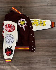 Custom logo Crop Letterman Baseball Jacket Wool Men <b>Black</b> Cropped Jacket Chenille Embroidery Patch Varsity Jacket Manufacturers - Product Image 6