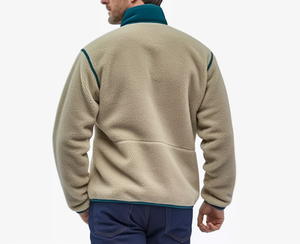 Veste d'hiver unisexe réversible en polaire Sherpa col montant imperméable au vent Logo personnalisé Poches avant zippées - Product Image 3