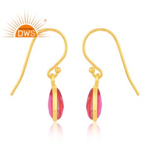 Meilleure qualité en argent sterling plaqué or 18 carats Doublet Kunzite Quartz Gemstone Dangle Earring Demi Fine Jewelry Manufacturer - Product Image 3