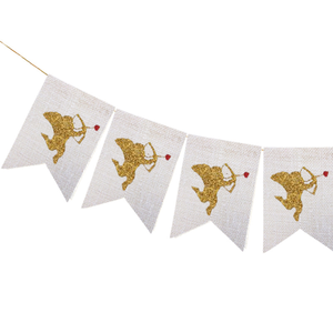 Wedding Banners Glitter Cupid Burlap Swallowtail Flag for Proposal <b>Engagement</b> Valentine's Day Party <b>Decor</b> - Product Image 6