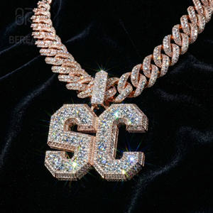 Pass Diamond Tester Vvs Moissanite Round Diamond <b>Name</b> Pendant Custom Luxury Hip Hop Iced Out Letter 3D <b>Chain</b> Pendant Men Jewelry - Product Image 1
