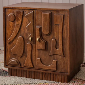 Mesa de Noche de Madera de Mango con Acabado Dorado Oscuro, Mesita de Noche Moderna de Madera, Mueble de Almacenamiento para Dormitorio - Product Image 5