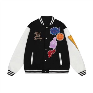<b>High</b> Quality Winter <b>Top</b> Premium Chenille Embroidery Logo <b>Leather</b> Bomber Jacket Pu <b>Leather</b> Unisex Varsity Jackets Wholesale - Product Image 1