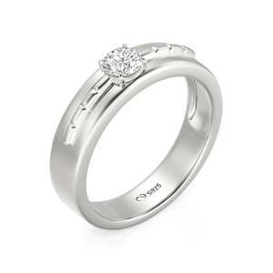 Bague de fiançailles solitaire Jeulia personnalisée inspirée du bambou pour homme - Product Image 2